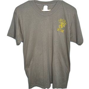 Vintage Marines USMC T-Shirt US Marine Corps Peoud Mom Brown Size M Womens Gold